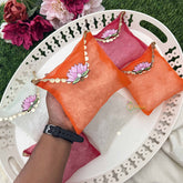 Vriksham Traditional Lotus Motif Gift Bags-Elegant Festive Packaging-(Pack of 6)-RG353